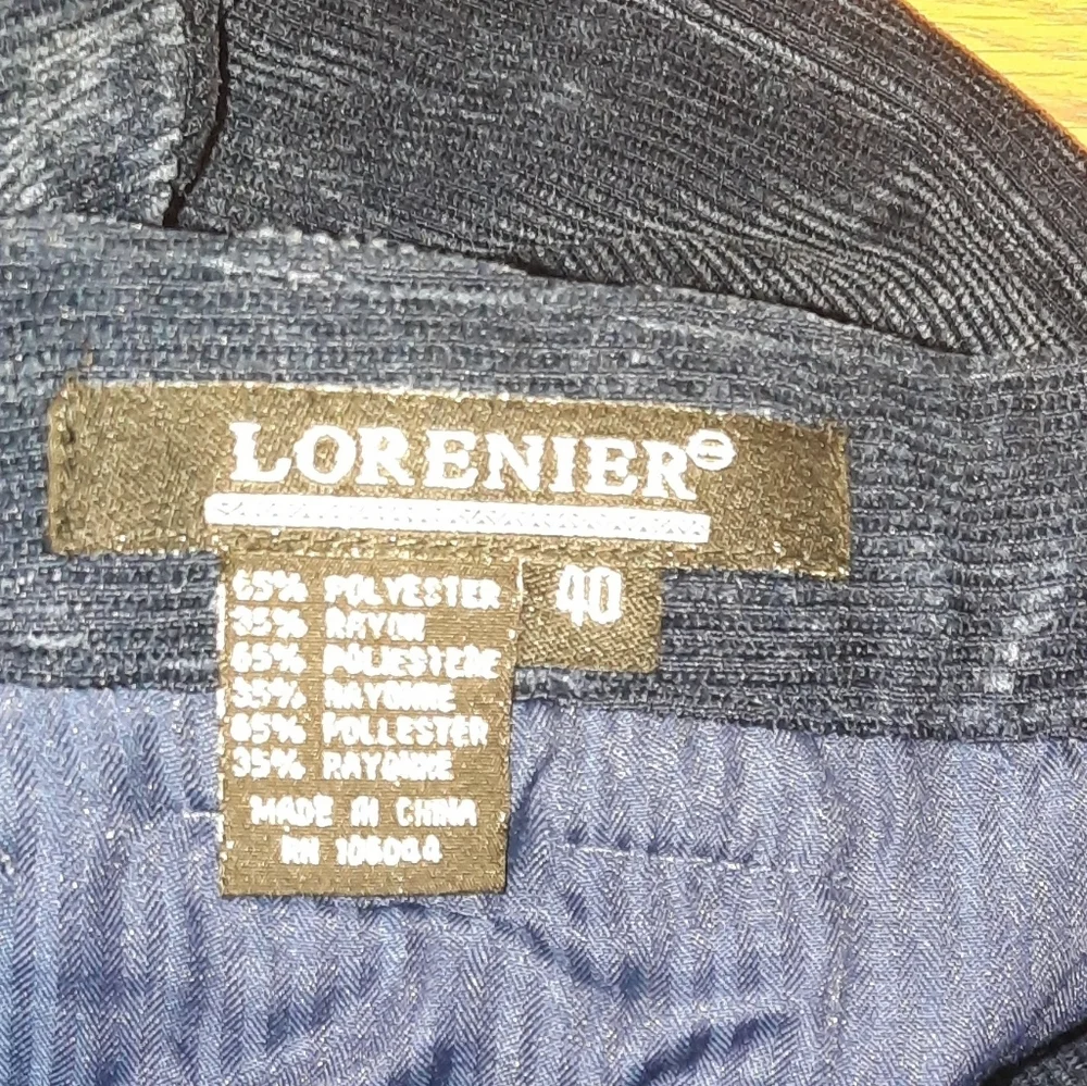 Vintage LORENIER Men's Cordiroy Jacket & Pant Set Size XL  40 Navy Blue - Picture 3 of 5